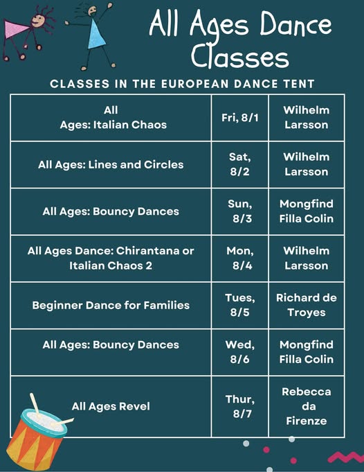 European Dance Class Schedule