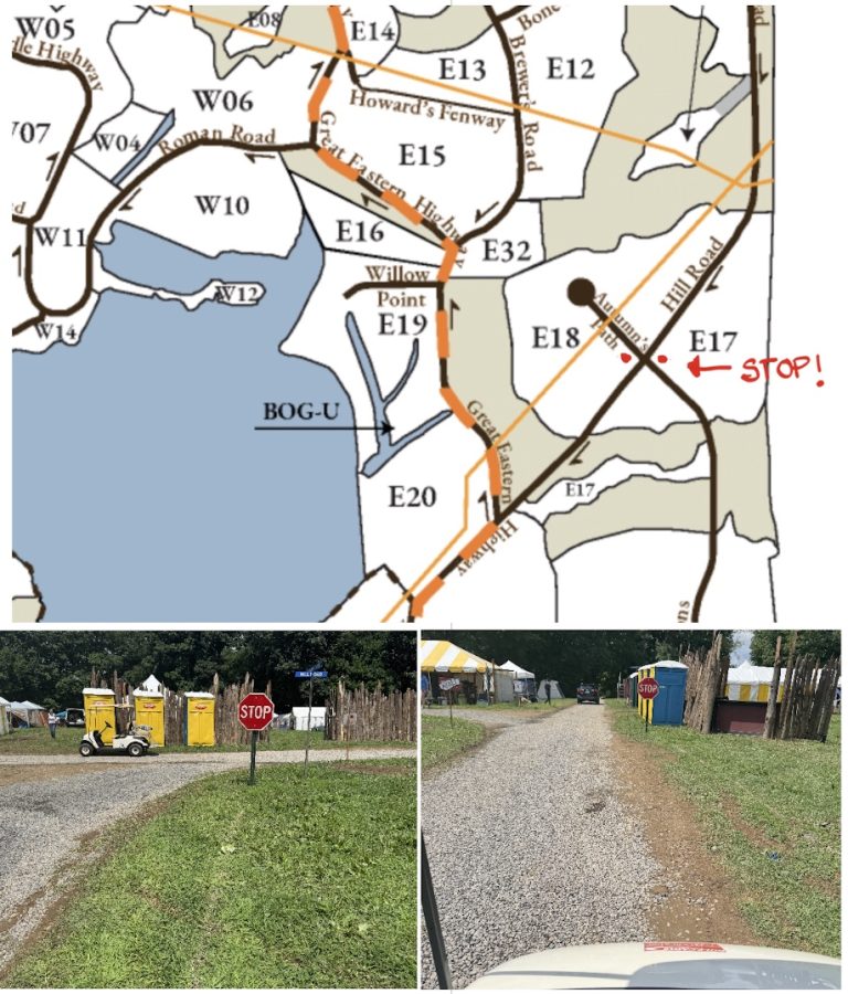 New stop sign placement on map and photos of signs