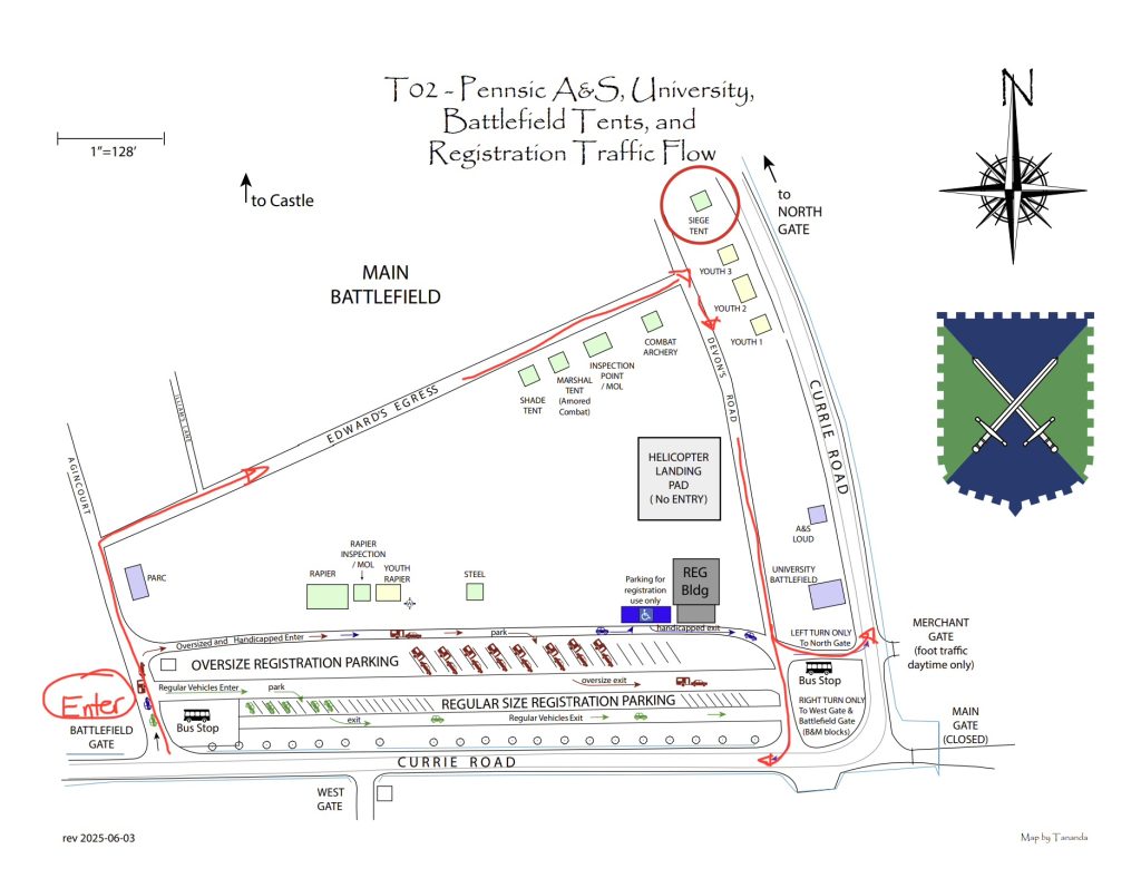 Map of traffic flow for Siege Crew vehicles.