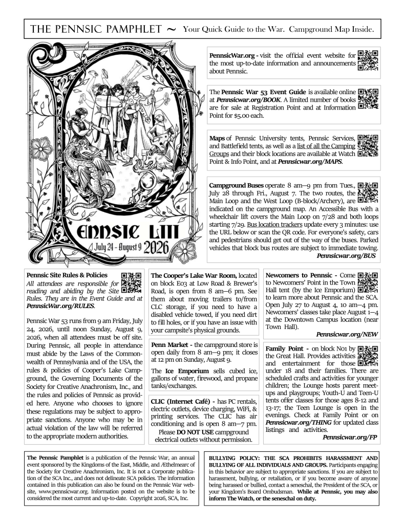Picture of the 1st page of the Pennsic Pamphlet