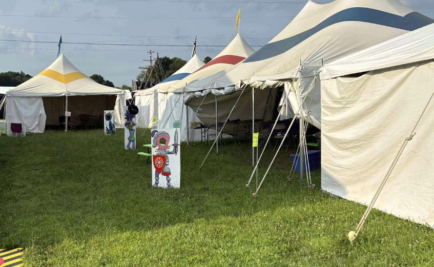 Image of a canvas tents where Family Point is located.
