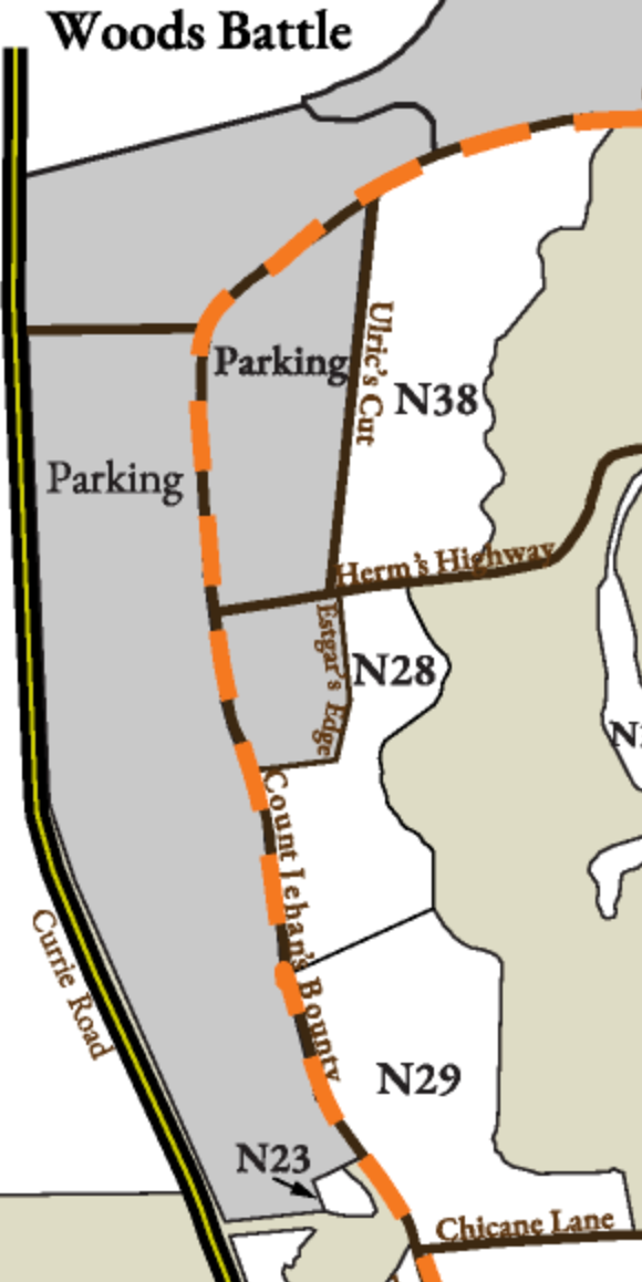 A thumbnail from the Pennsic war 53 map, showing Count Jehan's Bounty between Chicane Lane and Ulric's Cut.